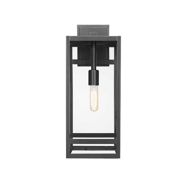 Nuri 1 Light Outdoor Wall Sconce, Black & Clear